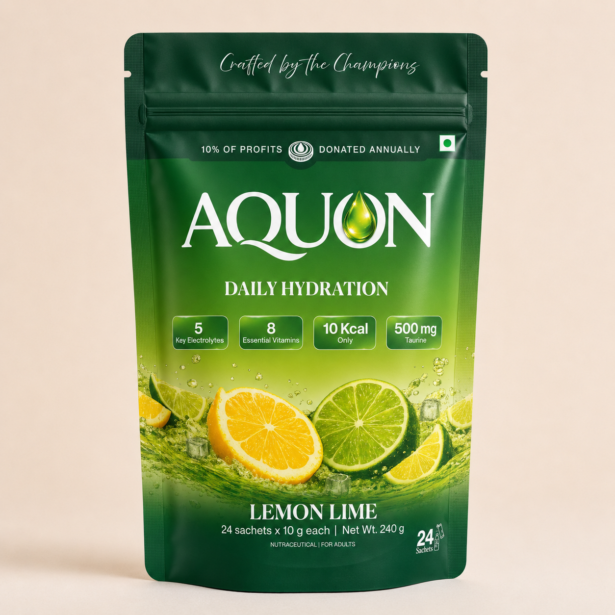AQUON Lemon Lime daily hydration sachets