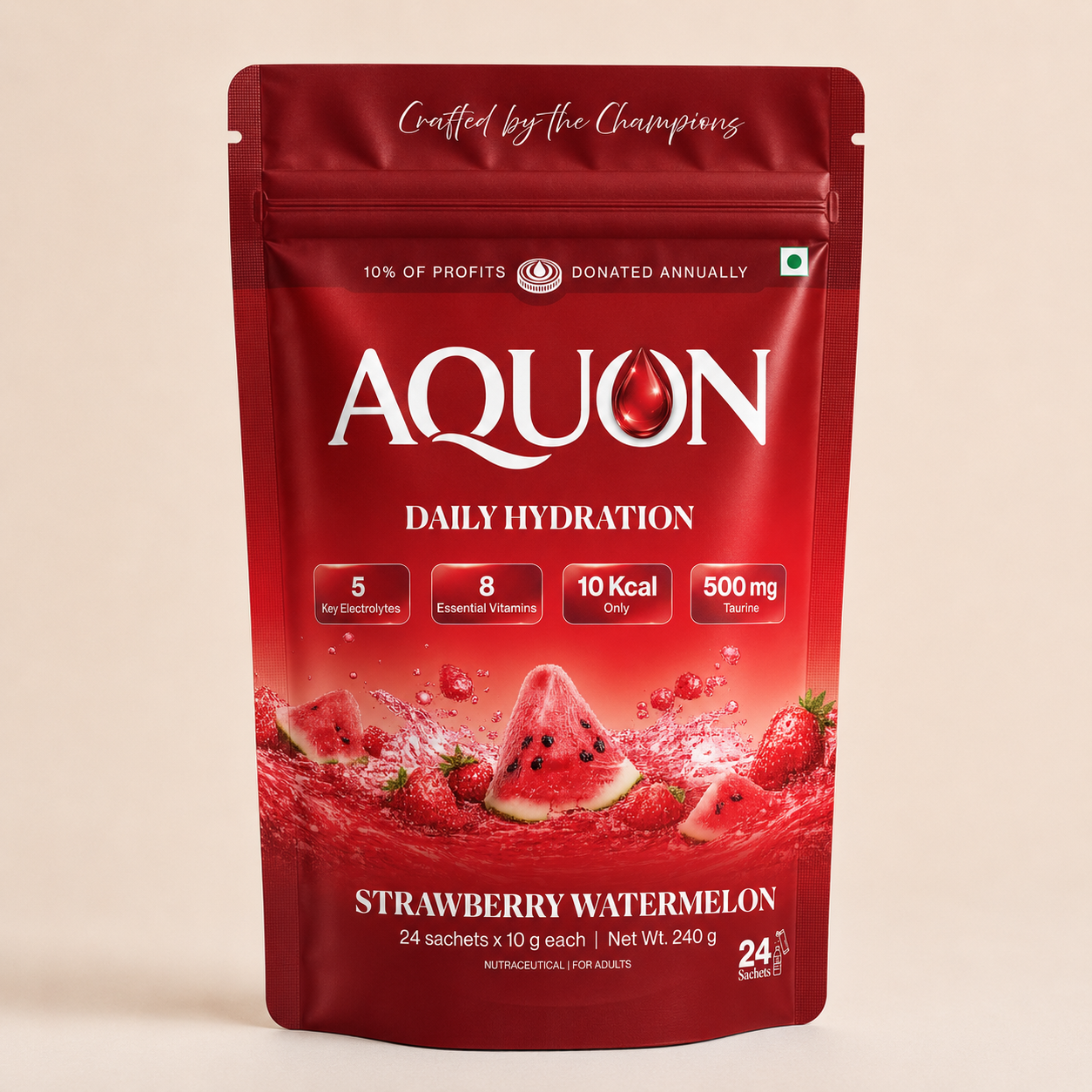 AQUON Strawberry Watermelon daily hydration sachets